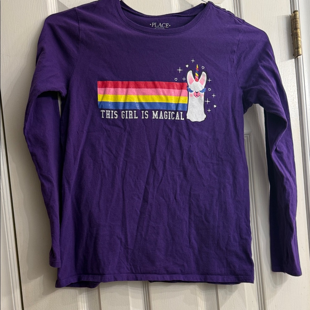 The Children's Place Purple Magical Unicorn Long Sleeve Tee size XL